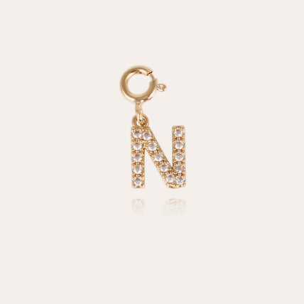 Charms pendentif lettre N strass doré