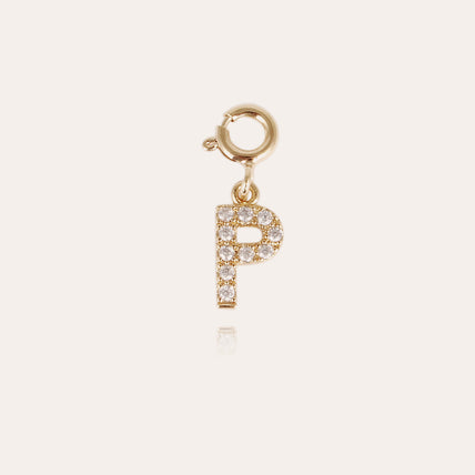 Charms pendentif lettre P strass doré