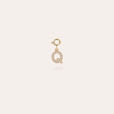 Gold rhinestone letter Q charm pendant