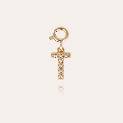 Charms pendentif lettre T strass doré