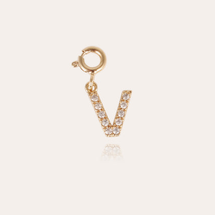 Charms pendentif lettre V strass doré