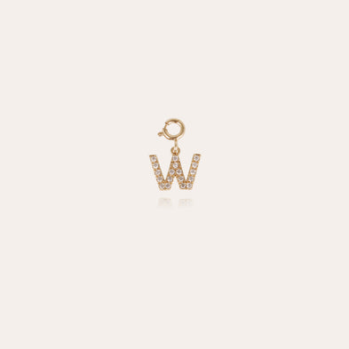 Charms pendentif lettre W strass doré