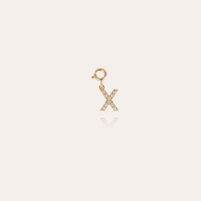 Charms pendentif lettre X strass doré