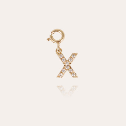 Charms pendentif lettre X strass doré