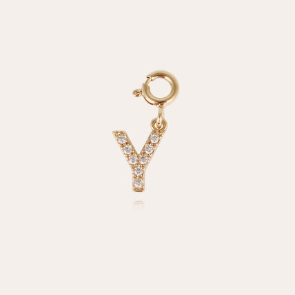 Charms pendentif Lettre Y strass doré
