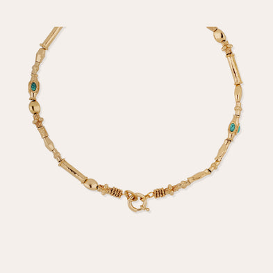 Collier Kali cabochons doré - Turquoise