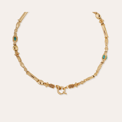 Collier Kali cabochons doré - Turquoise