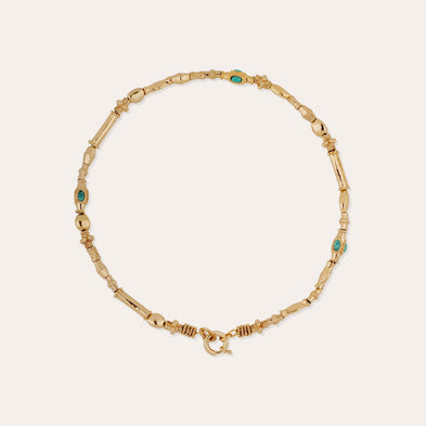 Collier Kali cabochons doré - Turquoise