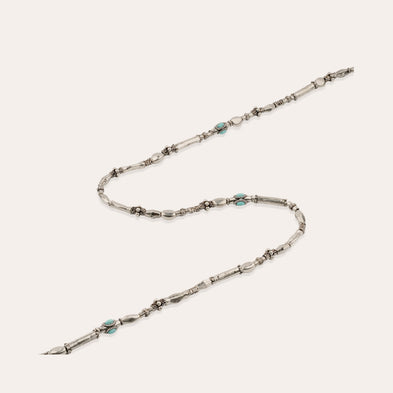 Collier Kali cabochons moyen modèle argenté - Turquoise Matrix