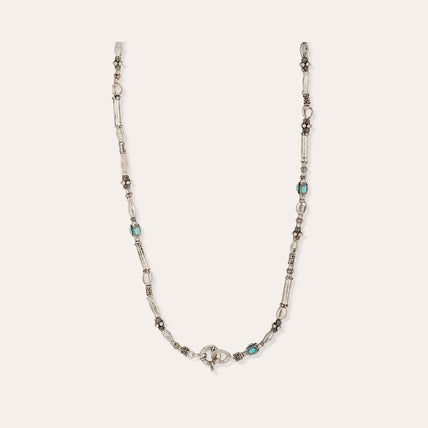 Kali cabochon medium necklace fine silver-plated - Turquoise Matrix