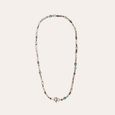 Collier Kali cabochons moyen modèle argenté - Turquoise Matrix