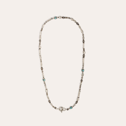 Kali cabochon medium necklace fine silver-plated - Turquoise Matrix