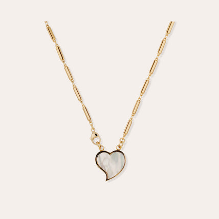 Collier Mirage Coeur petit modèle doré - Nacre blanche