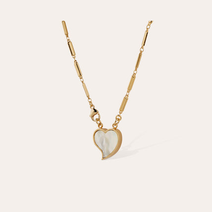 Collier Mirage Coeur petit modèle doré - Nacre blanche