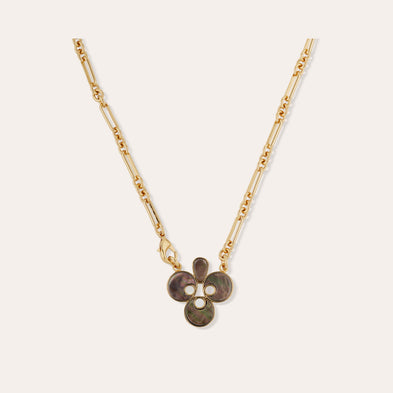 Mirage Trèfle gold necklace - Grey Mother-of-Pearl