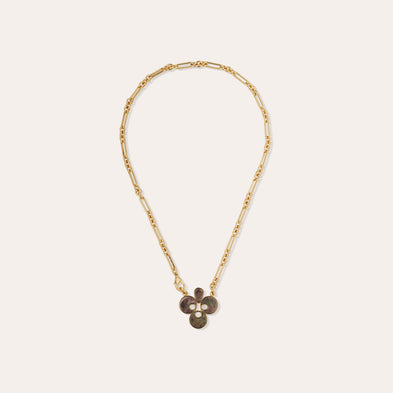 Mirage Trèfle gold necklace - Grey Mother-of-Pearl