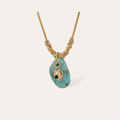 Collier Galet doré - Turquoise 