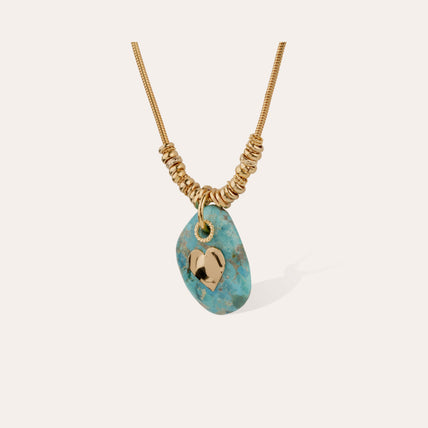 Collier Galet doré - Turquoise 