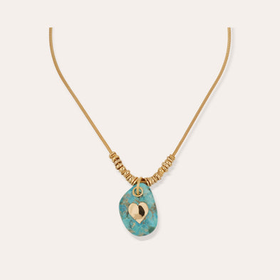 Collier Galet doré - Turquoise 