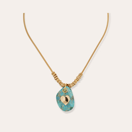 Collier Galet doré - Turquoise 