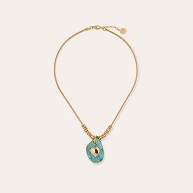 Collier Galet doré - Turquoise 