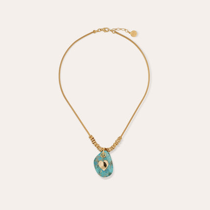 Collier Galet doré - Turquoise 