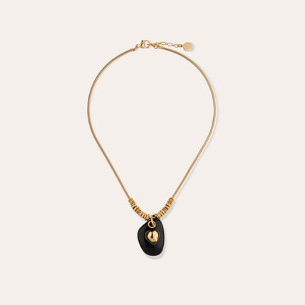 Collier Galet doré - Onyx Noir 