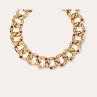 Collier Mitsi doré - Cornaline, Améthyste & Cristal de roche
