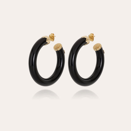 Caftan small hoop earrings gold acetate - Black