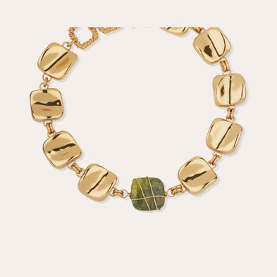 Collier Square Rainbow doré - Vessonite