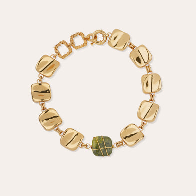 Collier Square Rainbow doré - Vessonite