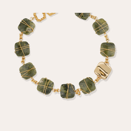 Collier Rainbow Square doré - Vessonite