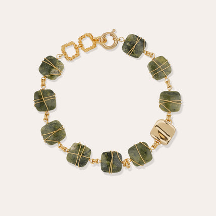 Collier Rainbow Square doré - Vessonite
