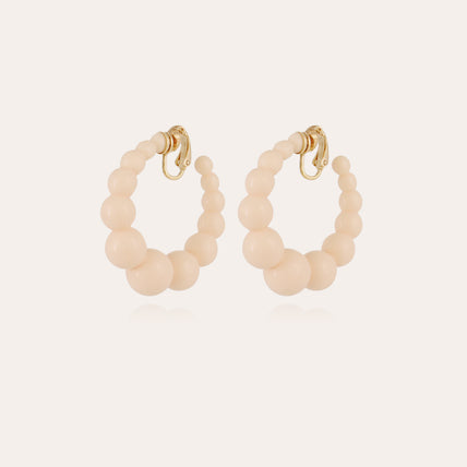 Boucles d'oreilles créoles Andy petit modèle acétate dorées - Ivoire