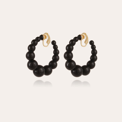 Boucles d'oreilles créoles Andy petit modèle acétate dorées - Noir