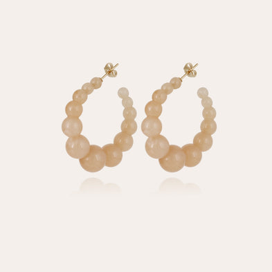 Andy small gold-tone acetate hoop earrings - Beige