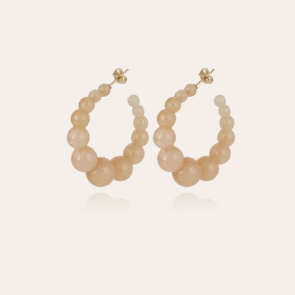 Boucles d'oreilles Créoles Andy petit modèle acétate dorées - Beige