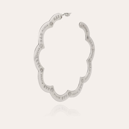 Bolduc Flore engraved large silver hoop earrings