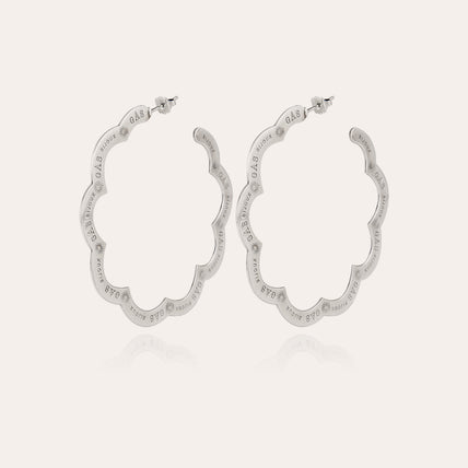 Bolduc Flore engraved large silver hoop earrings
