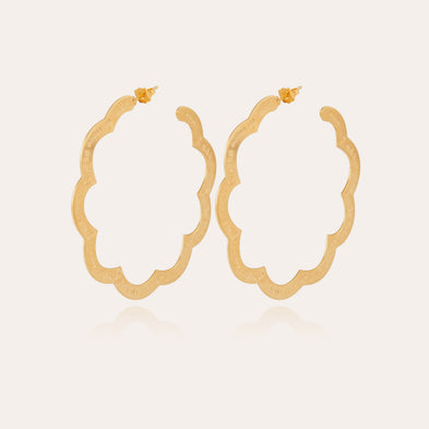 Boucles d'oreilles créoles Bolduc Flore gravées grand modèle dorées