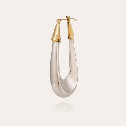 Boucles d'oreilles Écume grand modèle bicolore argentées