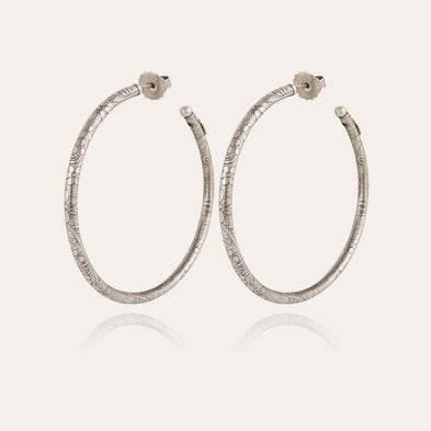 Boucles d'oreilles créoles Maori grand modèle argentées