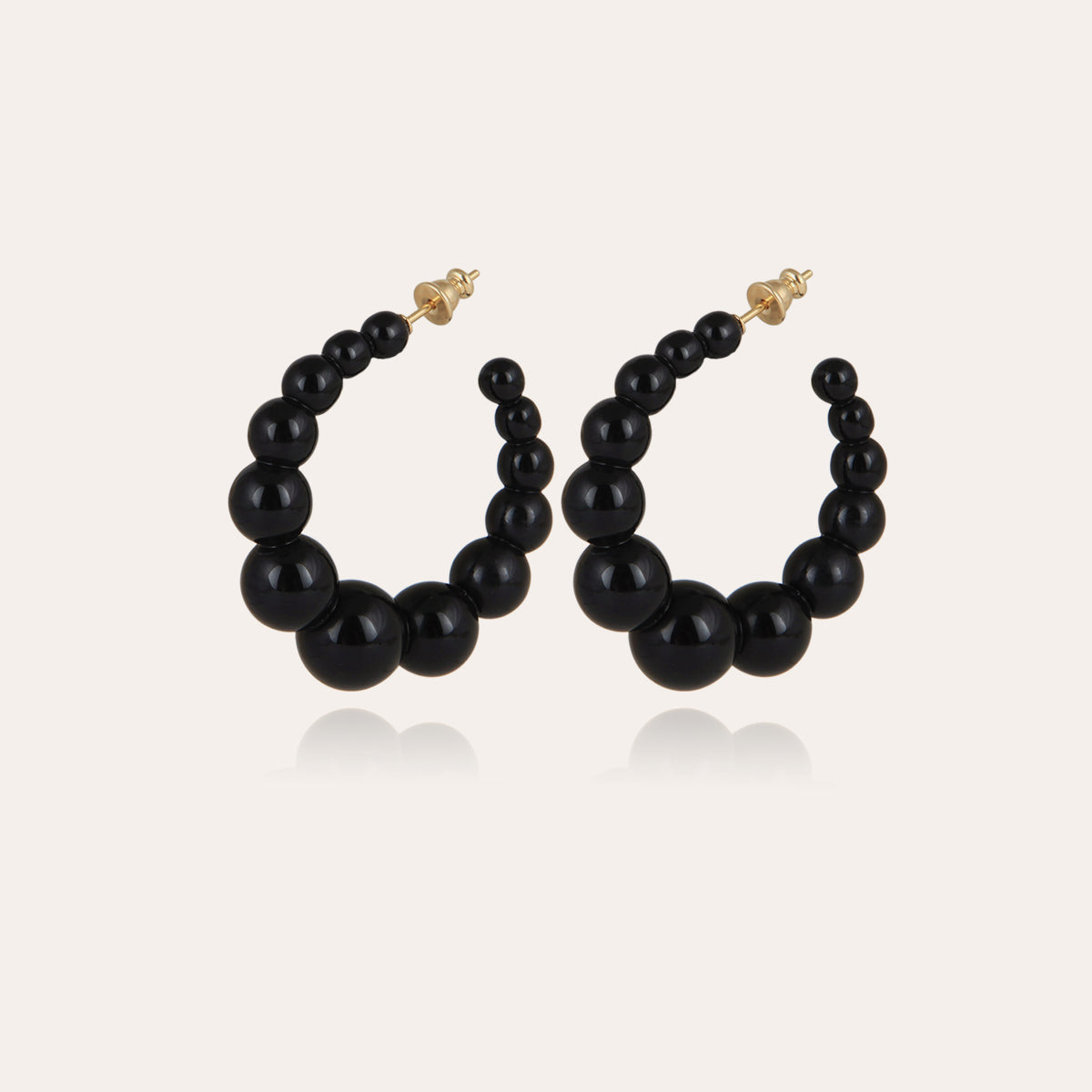 Andy Small Gold-Toned Acetate Hoop Earrings - Black – Gas Bijoux