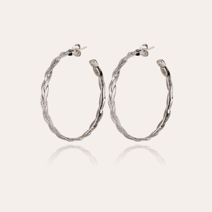 Tresse medium silver hoop earrings