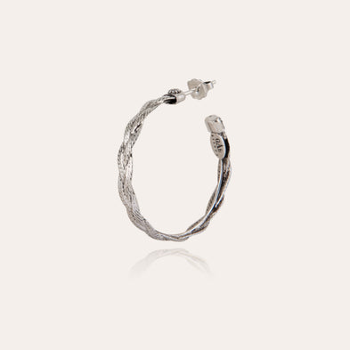 Boucles d'oreilles créoles Tresse petit modèle argentées