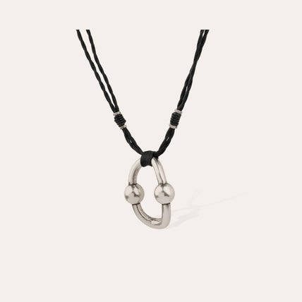 Collier Rive argenté - Cuir 