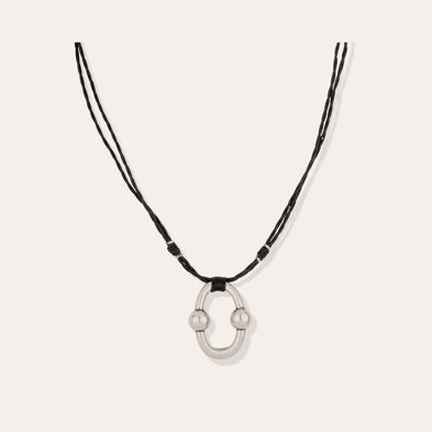 Collier Rive argenté - Cuir 
