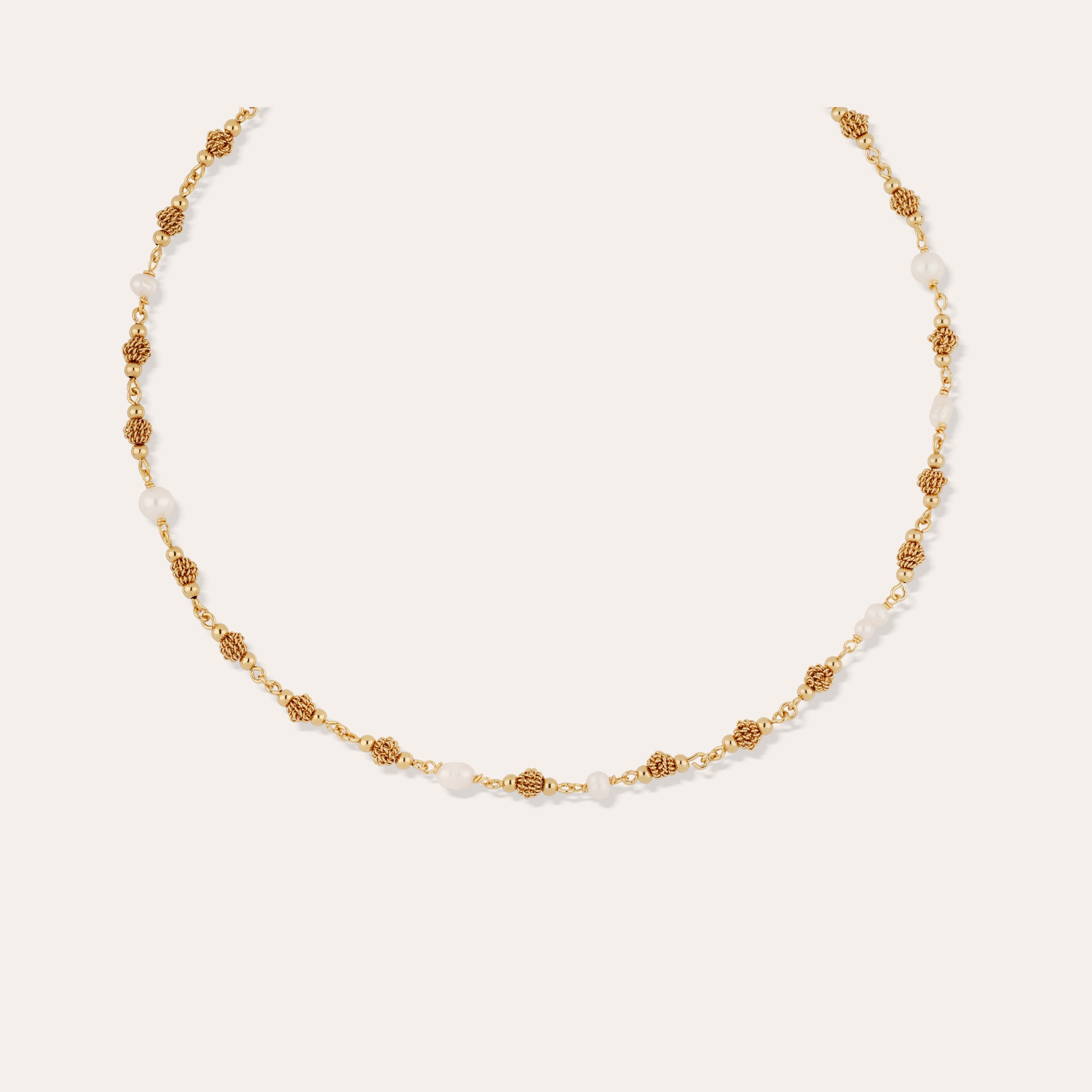 Gold-Plated Rosario Necklace - White Mother-of-Pearl – Gas Bijoux