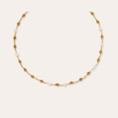 Collier Rosario doré - Nacre blanche