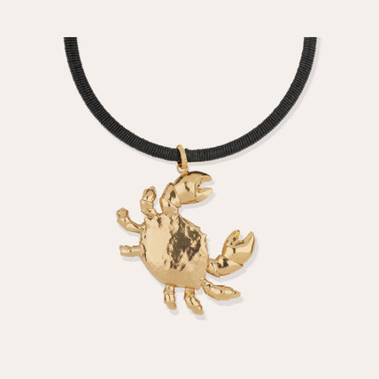 Collier Sari Krabe doré - Cuir